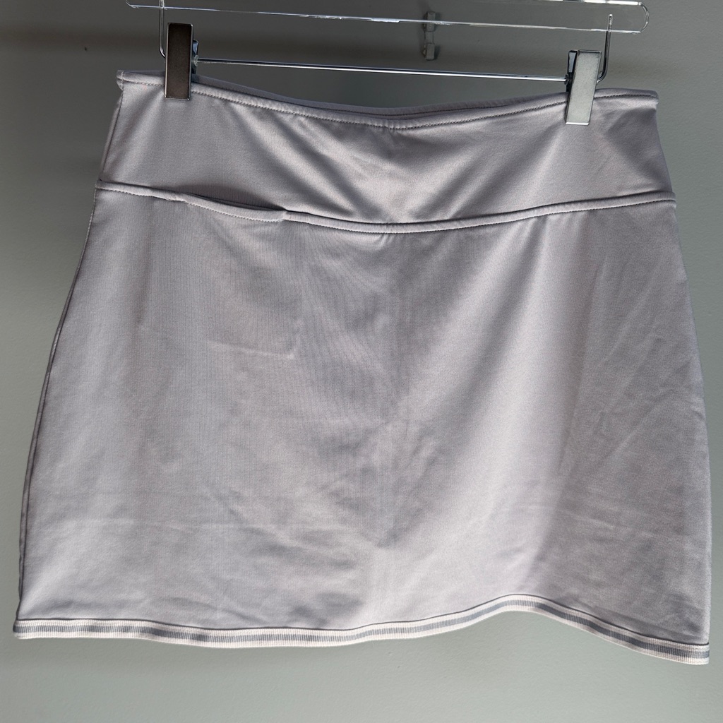Chic Gray Mini Skirt With White Trim